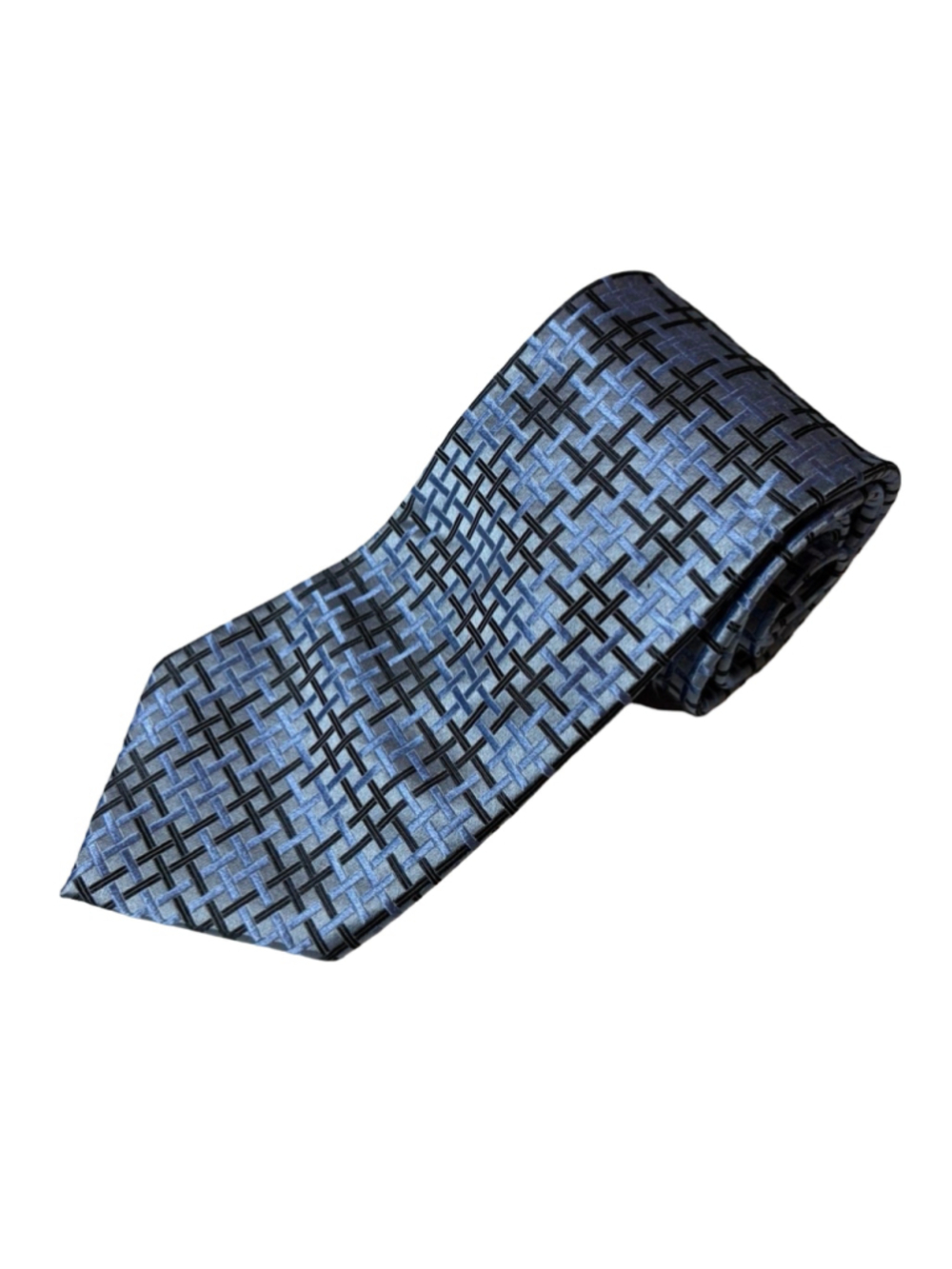 Ermenegildo Zegna 100% Silk Tie Blue Black Geometric Made in Italy Men’s